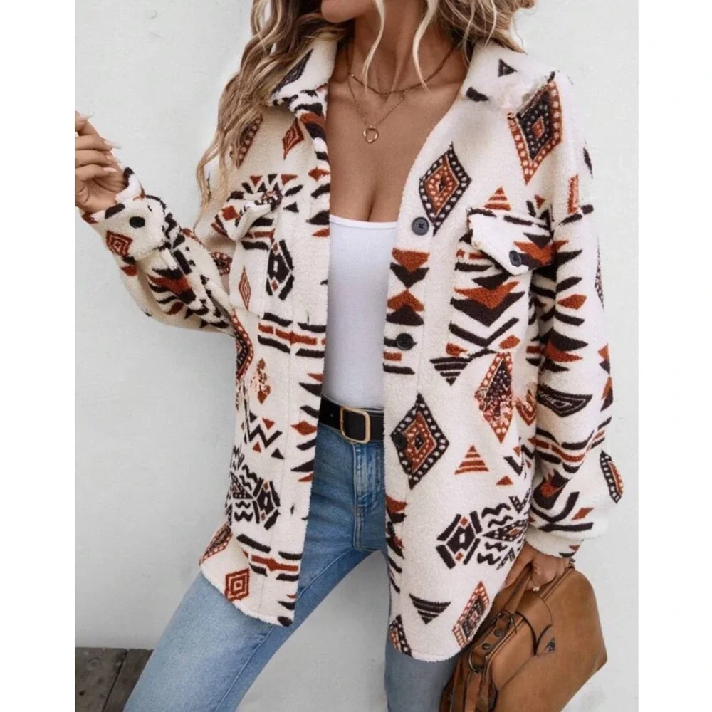Boho Aztec Teddy Jacket - Picture 2 of 5